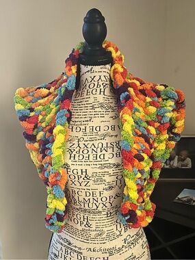 Hand Crafted Bright Multicolor Chunky Knit Shrug